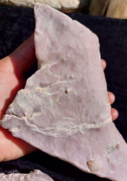 TWO BEAUTIFUL LILAC PINKISH CHERT AND SHALE ROCK SAMPLES  SMOOTH WAXY TO THE TOUCH!