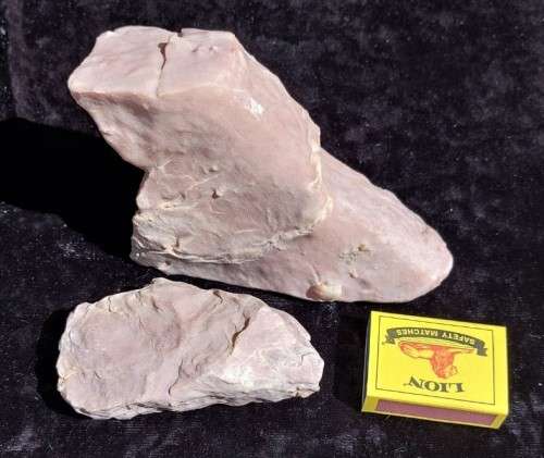 TWO BEAUTIFUL LILAC PINKISH CHERT AND SHALE ROCK SAMPLES  SMOOTH WAXY TO THE TOUCH!