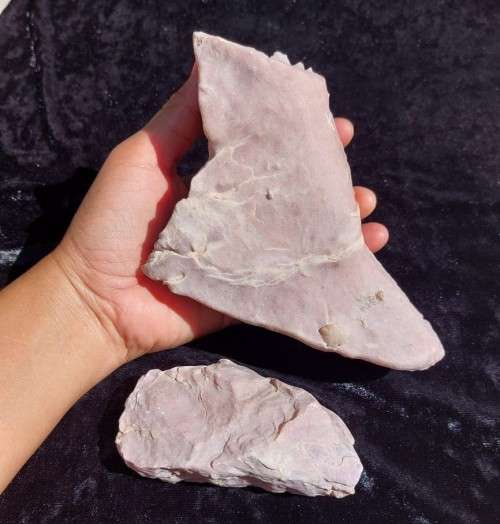 TWO BEAUTIFUL LILAC PINKISH CHERT AND SHALE ROCK SAMPLES  SMOOTH WAXY TO THE TOUCH!