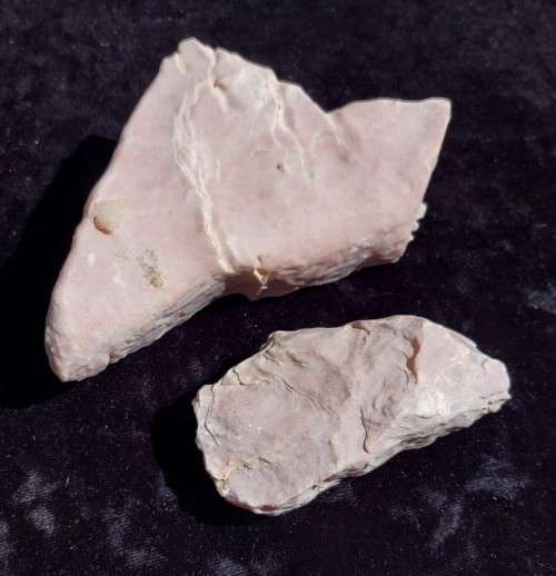 TWO BEAUTIFUL LILAC PINKISH CHERT AND SHALE ROCK SAMPLES  SMOOTH WAXY TO THE TOUCH!