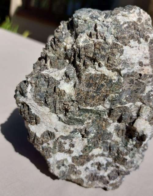 BEAUTIFUL HEAVY CHUNK OF AMPHIBOLITE (SOLD AS BLACK GRANITE) METAMORPHIC ROCK
