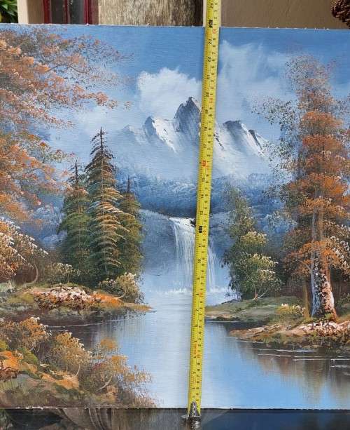 UNUSUAL LANDSCAPE THICKLY APPLIED OIL PAINTING  CANVAS ON BOARD  NOT SIGNED - NO FRAME - 90CM WIDE