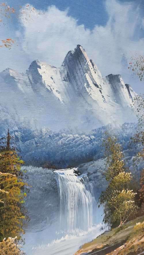 UNUSUAL LANDSCAPE THICKLY APPLIED OIL PAINTING  CANVAS ON BOARD  NOT SIGNED - NO FRAME - 90CM WIDE