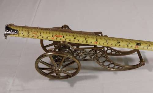 VINTAGE LARGE (35CM LONG) AND HEAVY (1,5KG) BRASS ARTILLERY CANNON