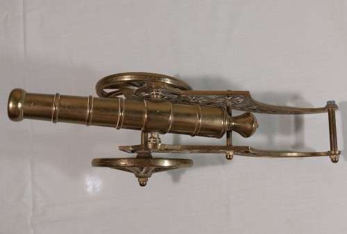 VINTAGE LARGE (35CM LONG) AND HEAVY (1,5KG) BRASS ARTILLERY CANNON