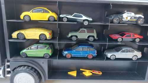 TOY TRUCK TRANSPORT CARRIER  WITH 28 DIE CAST CARS!