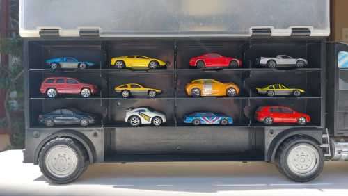 TOY TRUCK TRANSPORT CARRIER  WITH 28 DIE CAST CARS!