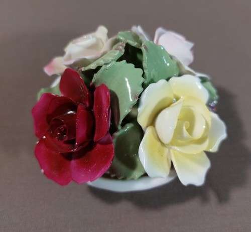 TWO ROYAL AYNSLEY FLORAL BOUQUET IN VASES - HAND MODELLED AND HAND PAINTED