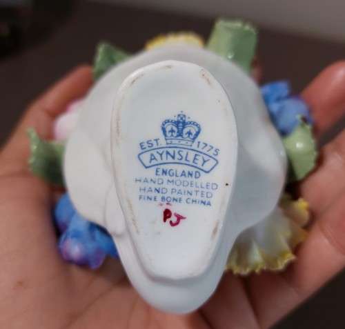 TWO ROYAL AYNSLEY FLORAL BOUQUET IN VASES - HAND MODELLED AND HAND PAINTED