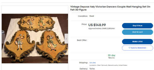 VINTAGE DEPOSE ITALY 1960S WALL MOUNTED 3-DIMENSIONAL RESIN FIGURES OF A GREETING COUPLE ON A VELVET