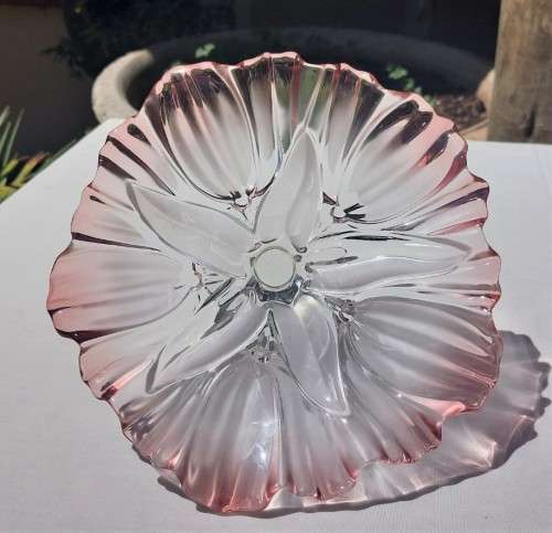NO 2 of 2 WALTHER GLAS LARGE SYLVIA PATTERN FROSTED CHRYSTAL GLASS CAKE STAND