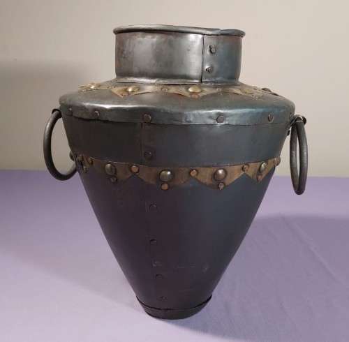 HANDMADE METAL WATER POT WITH RING HANDLES AND BRASS DECORATIONS MADE IN INDIA