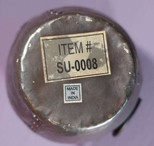 HANDMADE METAL WATER POT WITH RING HANDLES AND BRASS DECORATIONS MADE IN INDIA