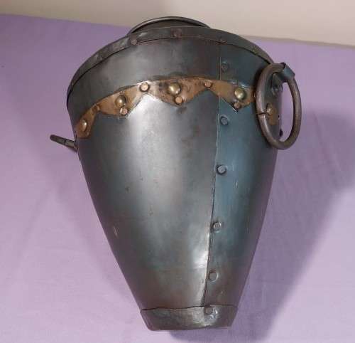 HANDMADE METAL WATER POT WITH RING HANDLES AND BRASS DECORATIONS MADE IN INDIA