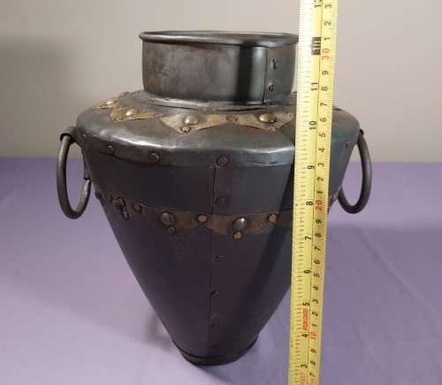 HANDMADE METAL WATER POT WITH RING HANDLES AND BRASS DECORATIONS MADE IN INDIA