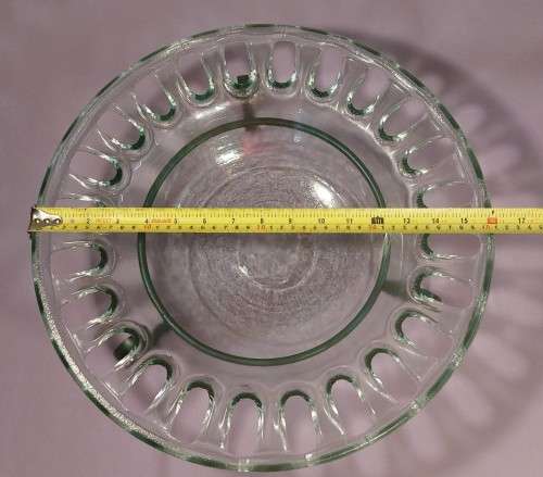 AWESOME LARGE 40CM DIAMETER NGWENYA GLASS BOWL ON A WROUGHT IRON BASE