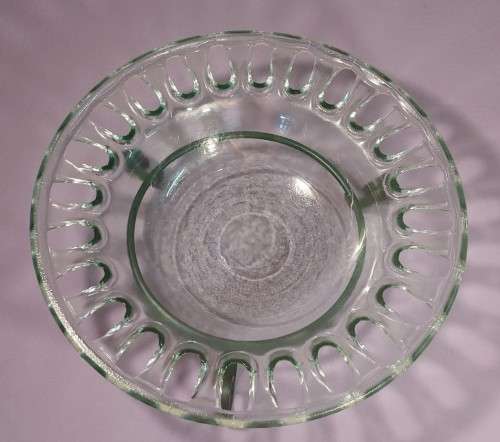 AWESOME LARGE 40CM DIAMETER NGWENYA GLASS BOWL ON A WROUGHT IRON BASE