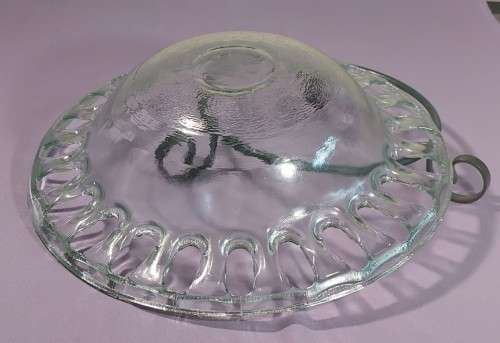 AWESOME LARGE 40CM DIAMETER NGWENYA GLASS BOWL ON A WROUGHT IRON BASE