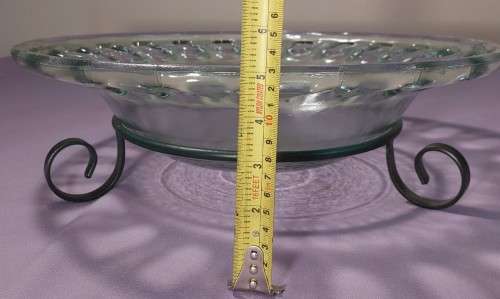 AWESOME LARGE 40CM DIAMETER NGWENYA GLASS BOWL ON A WROUGHT IRON BASE