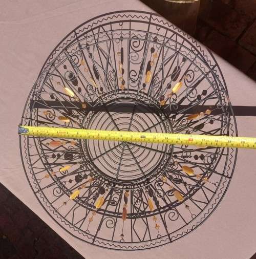 LARGE 50CM DIAMETER WIRE BASKET WITH GLASS BEAD DECORATIONS