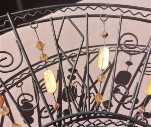 LARGE 50CM DIAMETER WIRE BASKET WITH GLASS BEAD DECORATIONS