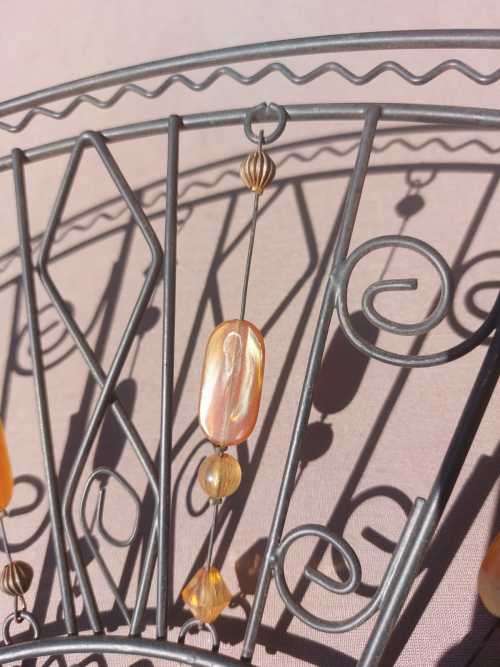 LARGE 50CM DIAMETER WIRE BASKET WITH GLASS BEAD DECORATIONS