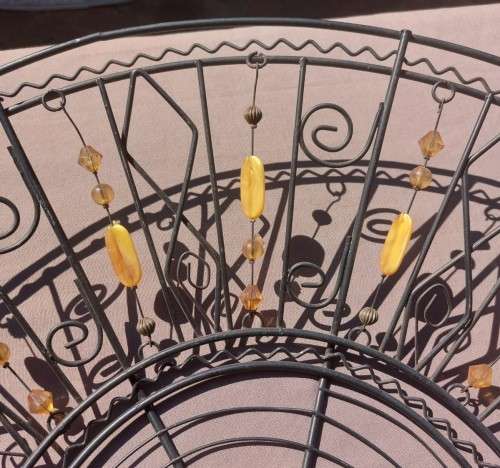 LARGE 50CM DIAMETER WIRE BASKET WITH GLASS BEAD DECORATIONS