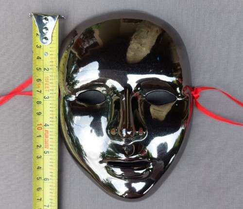METALLIC GREY/BLACK VENETIAN STYLE CERAMIC MASQUERADE MASK WALL HANGING