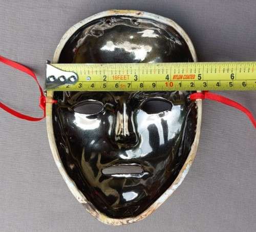 METALLIC GREY/BLACK VENETIAN STYLE CERAMIC MASQUERADE MASK WALL HANGING