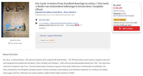 OUR LAND ONS LAND 1935 EDITION ISSUED BY THE UNITED TOBACCO COMPANY WITH 100 CIGARETTE CARDS PASTED