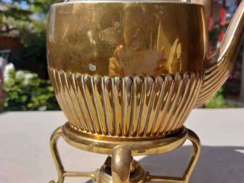 ATKIN BROTHERS SHEFFIELD ENGLAND ANTIQUE EARLY 1900S SILVERPLATED TEAPOT ON STAND WITH BURNER