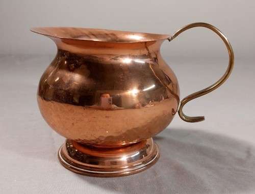 COPPER HAMMERED PITCHER WITH BRASS HANDLE
