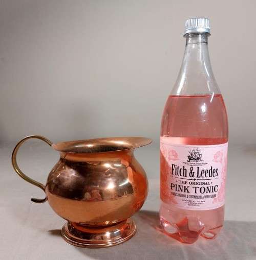 COPPER HAMMERED PITCHER WITH BRASS HANDLE