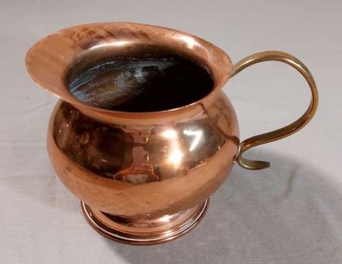 COPPER HAMMERED PITCHER WITH BRASS HANDLE