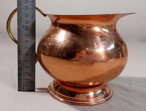 COPPER HAMMERED PITCHER WITH BRASS HANDLE