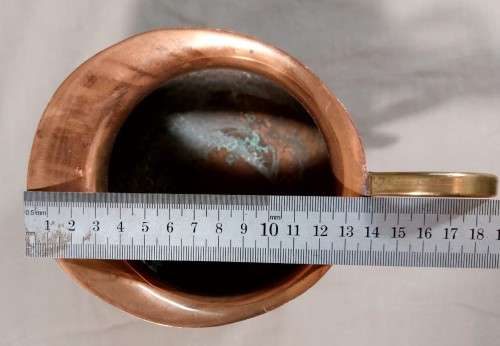 COPPER HAMMERED PITCHER WITH BRASS HANDLE