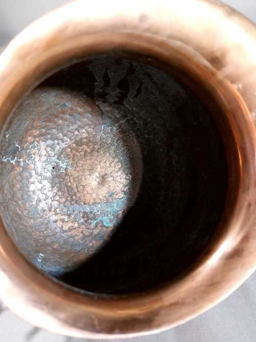 COPPER HAMMERED PITCHER WITH BRASS HANDLE