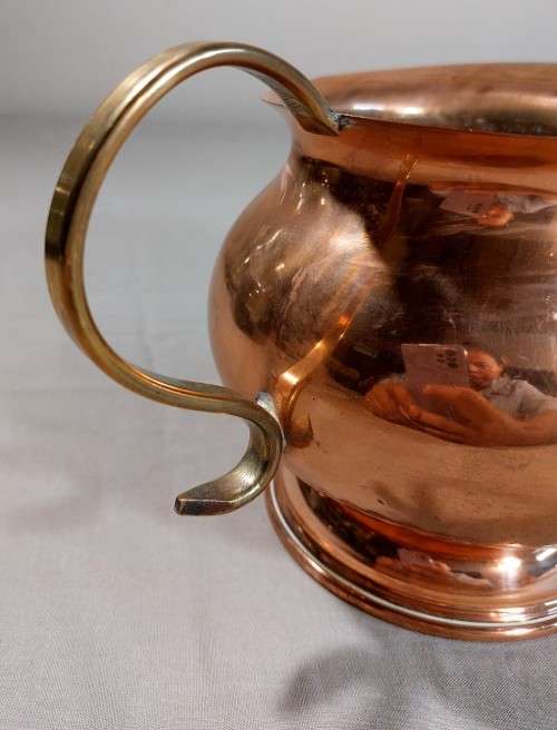 COPPER HAMMERED PITCHER WITH BRASS HANDLE