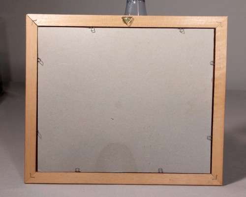 TWO PEOPLE WALKING A CITYSCAPE ORIGINAL OIL PAINTING SIGNED BY ARTIST IN CORNER SMALL (27CM W 23CM H