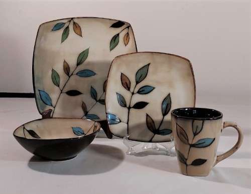 PFALTZGRAFF RUSTIC LEAVES 24 PIECE (6 PERSON) DINNERWARE SET CRAFTED OF STONEWARE
