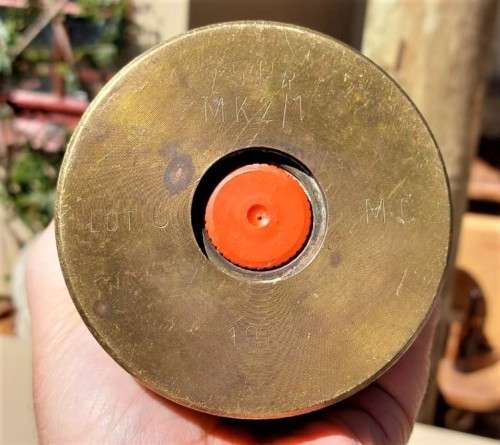 25 POUNDER FIELD ARTILLERY GUN BRASS SHELL CASING 1963 RARE AUSTRALIAN FINSBURY (MC) MANUFACTURED