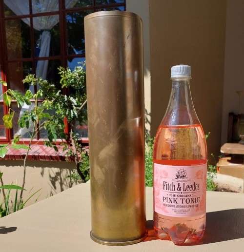 ELAND TANK 90MM BRASS SHELL CASING FITTED WITH PRIMER - SA AND RODESIAN BUSH-WAR ERA 1978 STAMPED