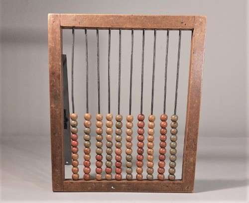 VINTAGE WOODEN ABACUS (COUNTING FRAME) WITH 10 ROWS COMFORTABLE SIZE 31CM W 34CM H