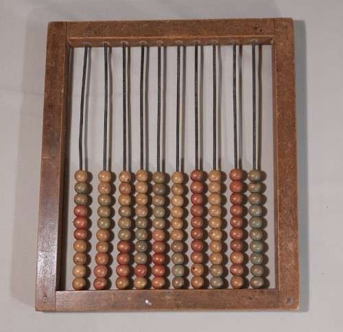 VINTAGE WOODEN ABACUS (COUNTING FRAME) WITH 10 ROWS COMFORTABLE SIZE 31CM W 34CM H
