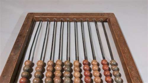 VINTAGE WOODEN ABACUS (COUNTING FRAME) WITH 10 ROWS COMFORTABLE SIZE 31CM W 34CM H