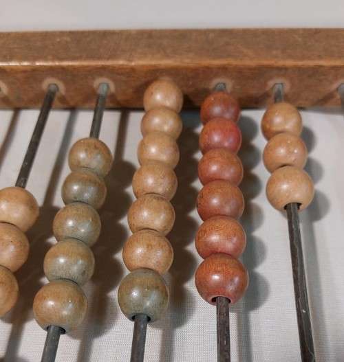 VINTAGE WOODEN ABACUS (COUNTING FRAME) WITH 10 ROWS COMFORTABLE SIZE 31CM W 34CM H