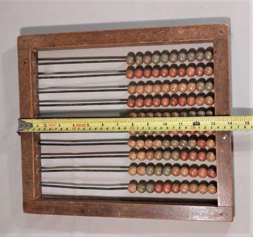 VINTAGE WOODEN ABACUS (COUNTING FRAME) WITH 10 ROWS COMFORTABLE SIZE 31CM W 34CM H