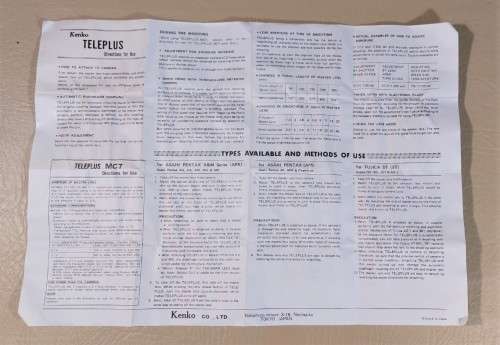 KENKO TELEPLUS 2X CONVERTER, FLASH AND HANDLE FOR NIKON F SERIES AND OTHER OLDER CAMERAS