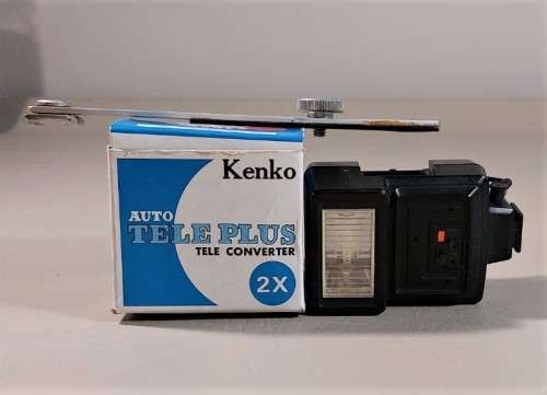KENKO TELEPLUS 2X CONVERTER, FLASH AND HANDLE FOR NIKON F SERIES AND OTHER OLDER CAMERAS