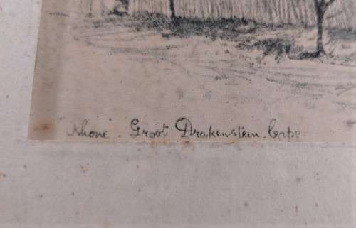 CHARLES ERNEST PEERS! (1875-1944) PENCIL SKETCH THE RHONE FARMSTEAD IN THE GROOT DRAKENSTEIN VALLEY